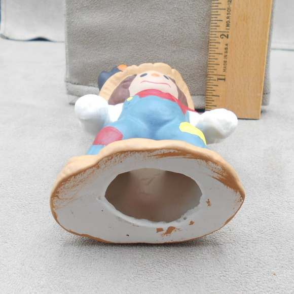 Vintage Fall Scarecrow Boy w/Crow 4.5" Tall Ceramic Hand Painted - Picture 6 of 6